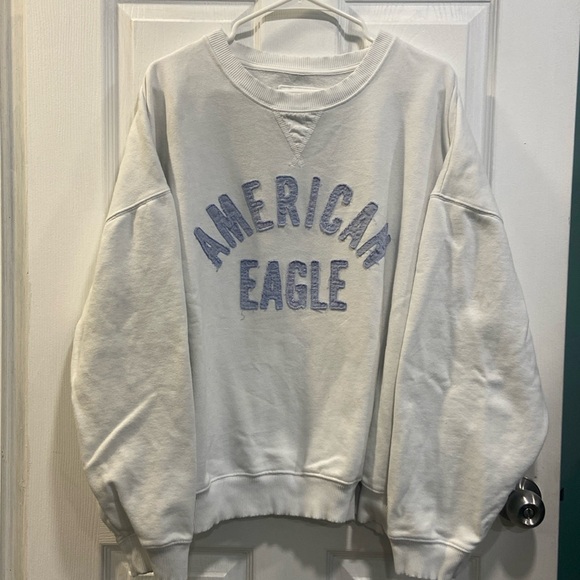 American Eagle Outfitters Tops - American Eagle White Logo Sweatshirt Size XL